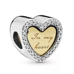 Pave In My Heart Split Heart Charm Fit Pandora